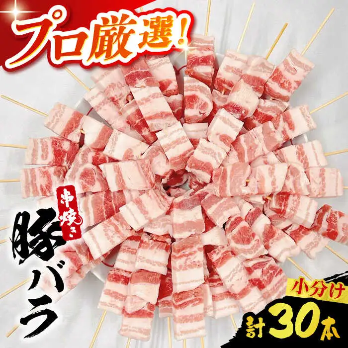 【旨味凝縮！満足セット】国産 焼き鳥セット 豚バラ 30本 / やきとり ヤキトリ 焼鳥 串セット 国産 冷凍 小分け / 南島原市 / ふるさと企画[SBA079]