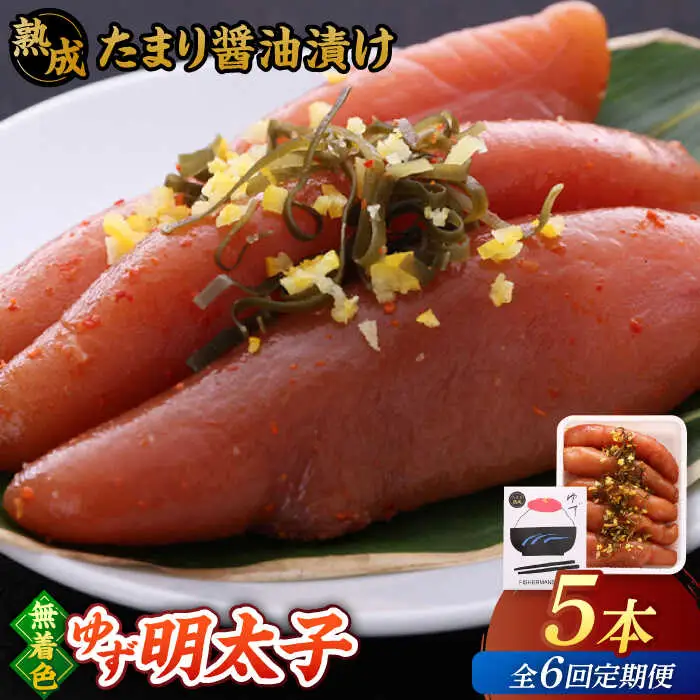 【全6回定期便】熟成 たまり醤油漬け 無着色 ゆず明太子 5本入り(350g)桂川町/有限会社フィッシャーマンズクラブ 明太子 めんたい [ADBO052] 明太子 柚子明太子 ゆずめんたいこ 柚子めんたい 定期便