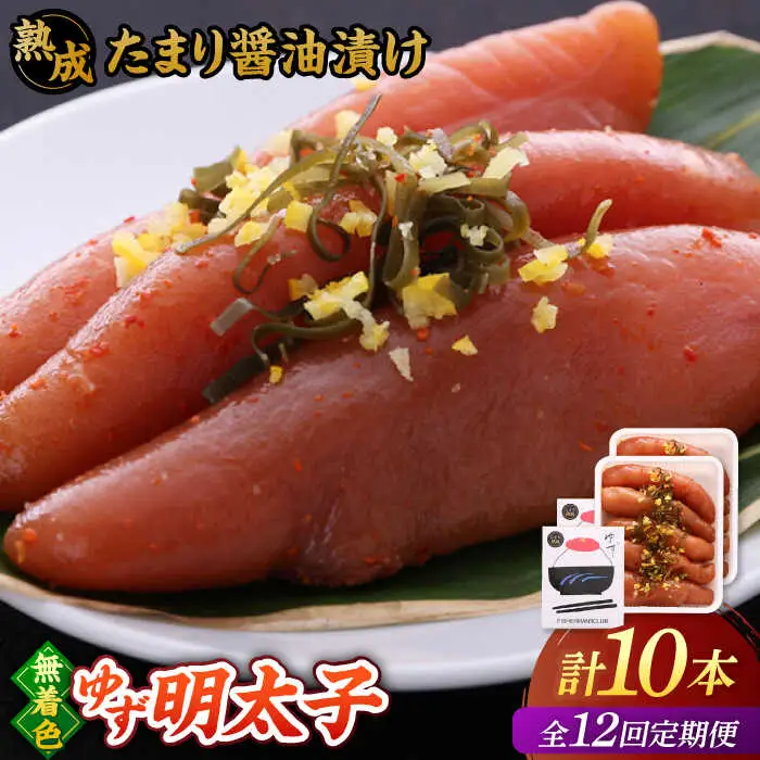【全12回定期便】熟成 たまり醤油漬け 無着色 ゆず明太子 10本入り(700g)桂川町/有限会社フィッシャーマンズクラブ 明太子 めんたい [ADBO056] 明太子 柚子明太子 ゆずめんたいこ 柚子めんたい 定期便