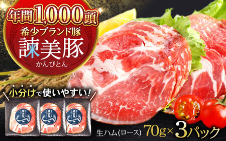 諫美豚 生ハム 70g×3パック / 豚肉 ぶたにく ハム はむ 生ハム ロース 小分け おつまみ / 諫早市 / 株式会社土井農場 [AHAD065]