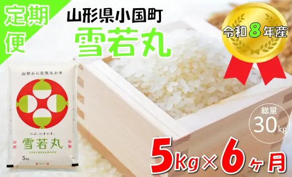 【6回定期便】山形県小国町産 雪若丸5kg　計30kg　小国米穀商業協同組合