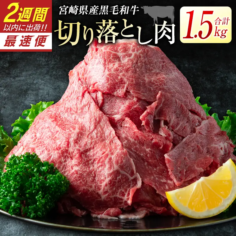 黒毛和牛 切り落とし 1.5kg 肉 牛肉 2週間以内に出荷　新富育ちGyuGyu　B484-24