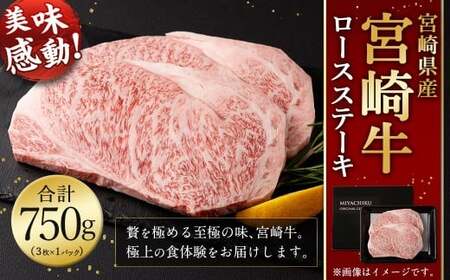＜宮崎牛 ロースステーキ 3枚 750g＞入金確認後、翌月末迄に順次出荷【c1397_mc_x1】 宮崎牛 ロース ステーキ 牛肉 国産 和牛 新生活応援 卒業祝い 就職祝い 入学 卒業 お花見 引越し