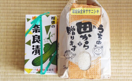 米 白米 ササニシキ 5kg と 奈良漬 セット お米 発酵食品