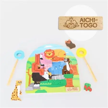 東郷町【公式キャラクターロゴ入り】2層パズルアニマル探検隊【1563534】