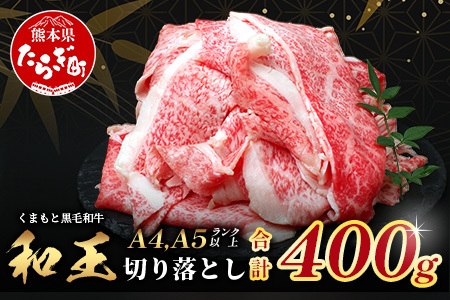 くまもと黒毛和牛【 和王 】切り落とし 400g《 ブランド牛 霜降り 上質 旨味 上級 牛肉 黒毛 和牛 国産 冷凍 A4 A5 熊本県 》113-0603