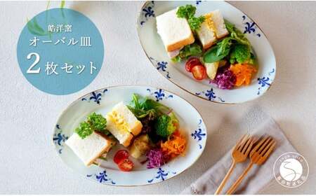 有田焼 オーバル皿 2枚セット【皓洋窯】食器 器 うつわ 楕円皿 パスタ皿 朝食 プレート ギフト プレゼント 35000円 3.5万円 dl010