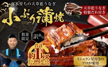 【数量限定】 【訳あり】 【ミシュラン星付きのプロが愛用】海水育ちの 天草 藍うなぎ 小ぶり 蒲焼 1kg（7～10尾）  養殖期間中 無投薬 鰻 ウナギ うなぎ うなぎ蒲焼 鰻の蒲焼 国産 【2026年6月下旬より順次発送予定】