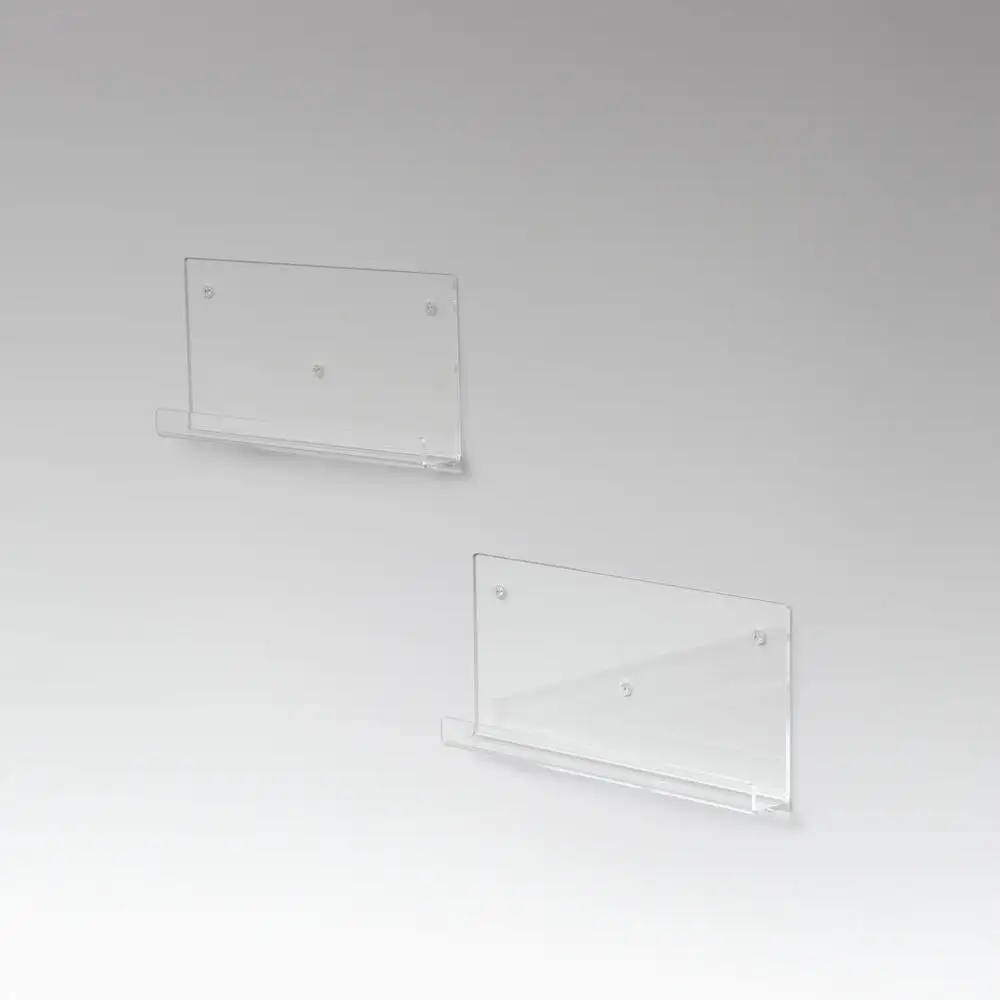 アクリリック ウォールシェルフ Ｗ38浅型(2個組) 約幅38×奥行5×高さ18cm(1ヶ) 棚 ピン止め 賃貸 工具不要 壁掛け 飾り棚 アクリリック ウォールシェルフ AKU1023204