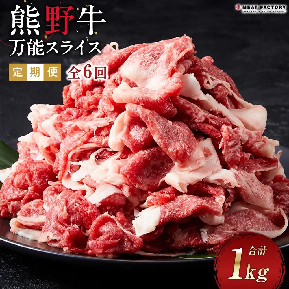 【定期便】熊野牛 万能スライス 1kg ×年6回 偶数月 配送【MT9】