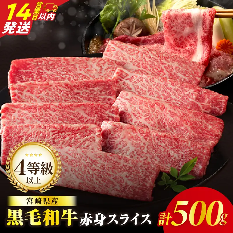 【14営業日以内発送】【畜産農家応援】≪肉質等級4等級以上≫黒毛和牛赤身スライス(計500g) 肉 牛 牛肉 おかず 国産_T030-0886-14E