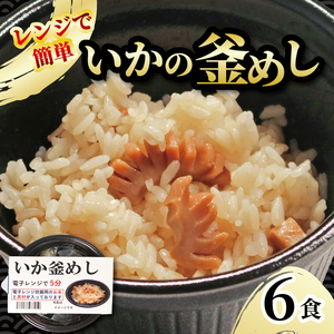イカ釜めし 6個 電子レンジ 簡単 手軽 加工食品 いか 烏賊 魚貝類 海産物 海の幸 長期保存 防災 備蓄 常温 常温保存 米 ご飯 岩手県 大船渡市