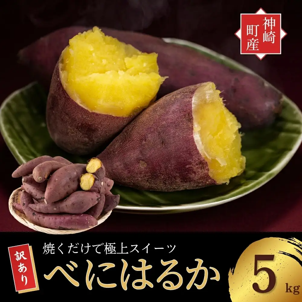 神崎町産 べにはるか さつまいも 5kg 【訳あり 無選別】(3月～12月受付分は翌年1月中旬～3月中旬発送)｜さつま芋 焼き芋 焼きいも イモ 芋 紅はるか 訳アリ しっとり 濃厚 蜜 スイートポテト にも ファームおせげん[016-a009-2026]
