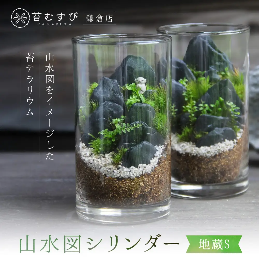 《苔テラリウム・コケリウム》地蔵S_山水図　シリンダーM