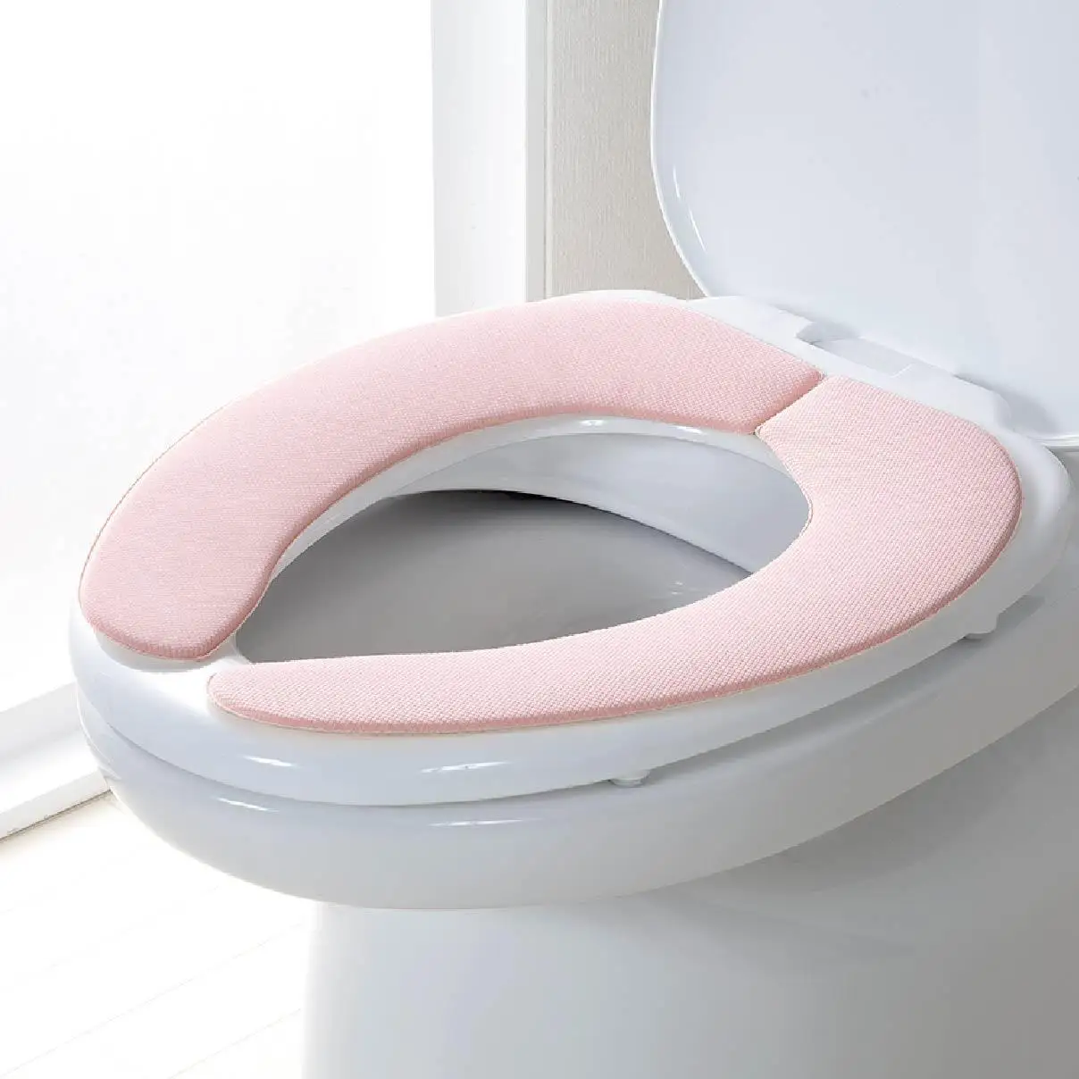 【ソフトピンク】サンコー ズレない さらっと ベンザシート おくだけ吸着 便座カバー 洗える KN-56