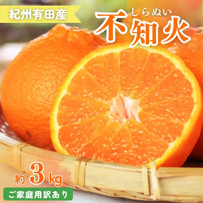 【ご家庭用訳あり】紀州有田産不知火(しらぬひ) 約3kg 【予約】※2027年2月中旬頃〜2027年3月中旬頃に順次発送予定(お届け日指定不可)【uot830A】