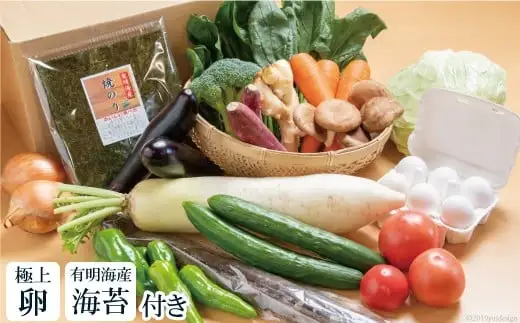BD024 大三東からお届けおすすめ野菜セット（極上卵、有明海産海苔付き）