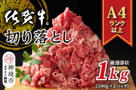 【A4～A5】佐賀牛切り落とし 1kg(500g×2P)(H112285)