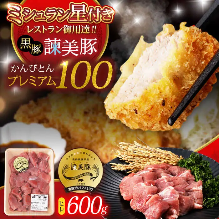 黒豚諫美豚プレミアム100 ヒレカツ用 600g / 豚肉 肉 ヒレ 黒豚 とんかつ トンカツ / 諫早市 / 株式会社土井農場 [AHAD078]