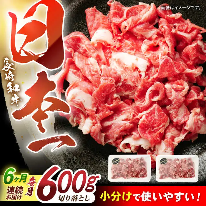 【6回定期便】長崎和牛 切落し 300g×2パック / 長崎和牛 切落し 和牛 国産牛 牛肉 / 諫早市 / 有限会社長崎フードサービス [AHDD007]