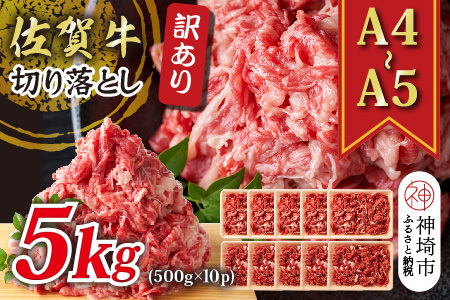 訳あり!佐賀牛切り落とし 5kg(500g×10P)(H112284)
