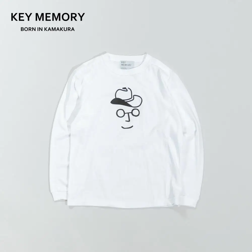 《2》【KEYMEMORY 鎌倉】カウボーイハットイラストロングTシャツ WHITE