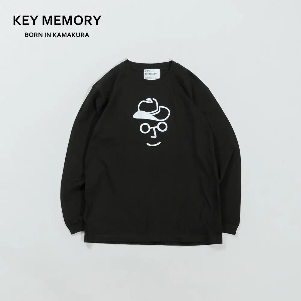 《1》【KEYMEMORY 鎌倉】カウボーイハットイラストロングTシャツ BLACK