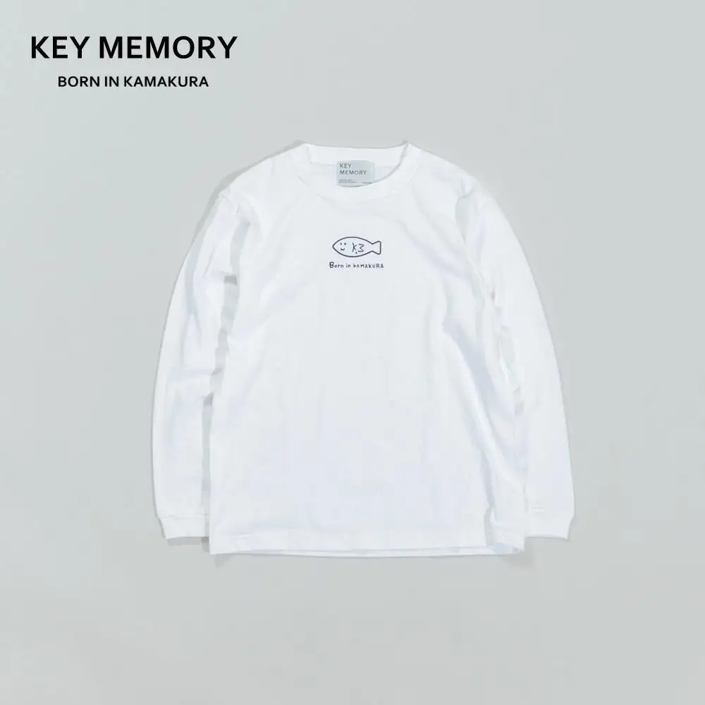 《2》【KEYMEMORY 鎌倉】フィッシュイラストロングTシャツ WHITE