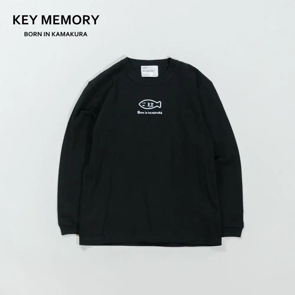 《1》【KEYMEMORY 鎌倉】フィッシュイラストロングTシャツ　BLACK