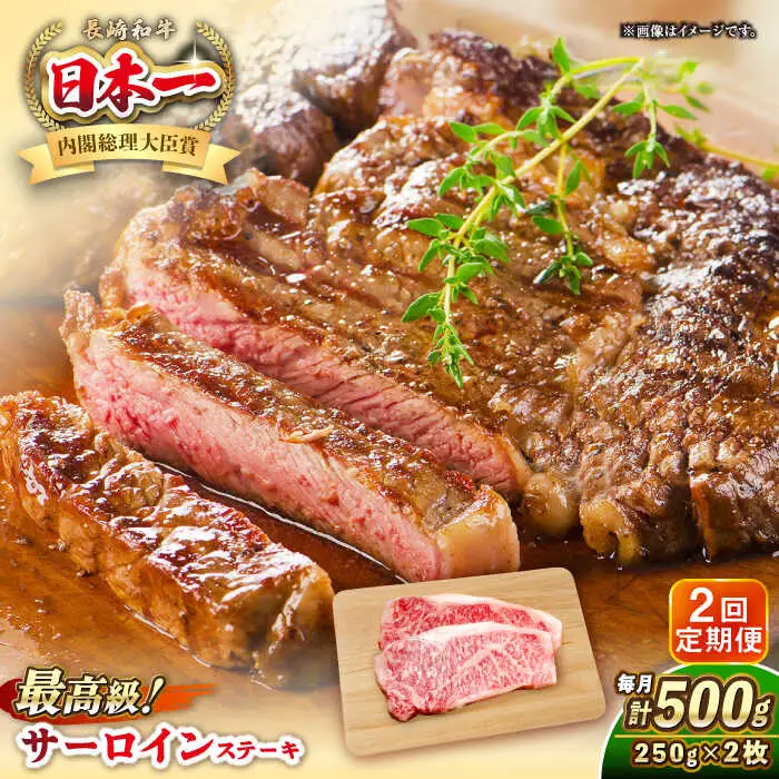 【全2回定期便】長崎和牛 サーロイン ステーキ 250g×2 《壱岐市》【KRAZY MEAT】 A5 A4 冷凍 和牛 肉 牛肉 BBQ [JER120]