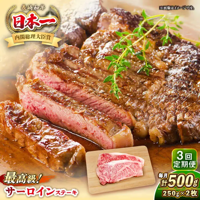 【全3回定期便】長崎和牛 サーロイン ステーキ 250g×2 《壱岐市》【KRAZY MEAT】 A5 A4 冷凍 和牛 肉 牛肉 BBQ [JER121]