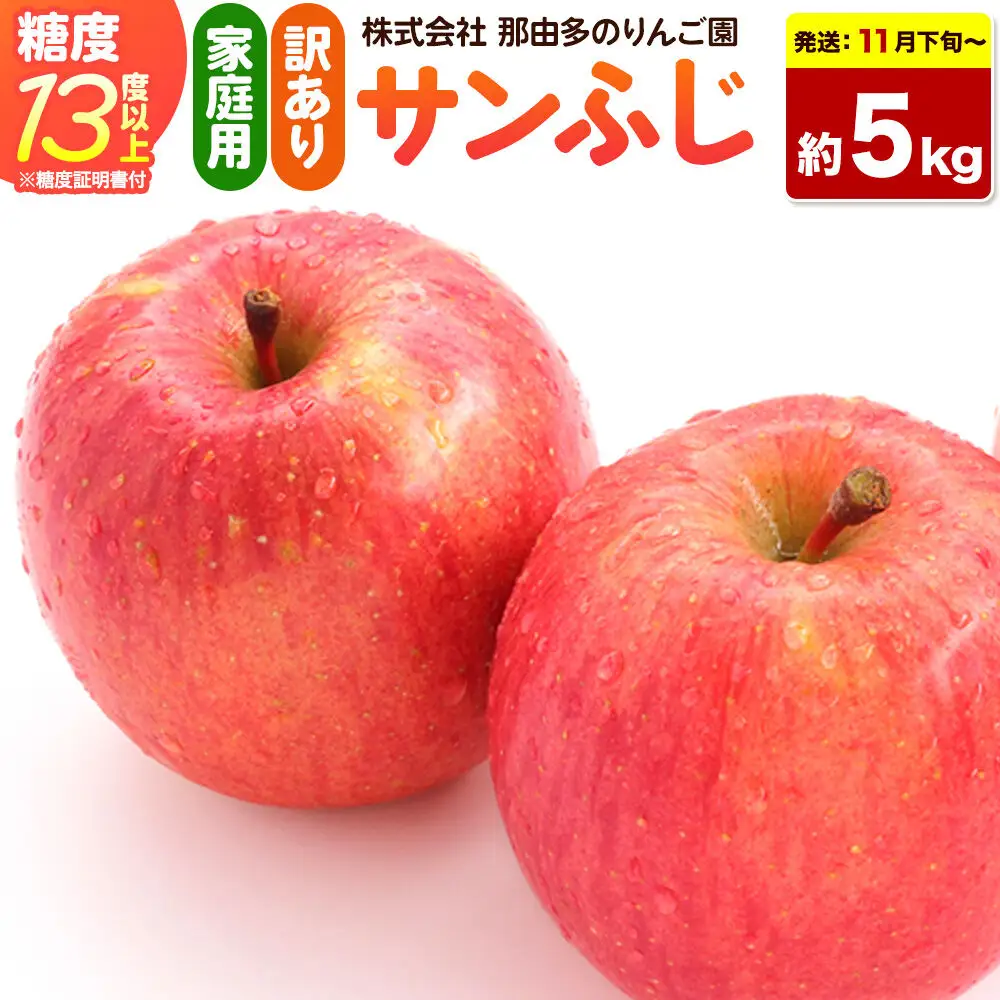 【26年11月下旬～発送】りんご サンふじ【訳あり】約5kg 糖度13度以上（糖度証明書付）【先行受付】家庭用 青森県 弘前市 果物 フルーツ 林檎 リンゴ くだもの 不揃い 規格外