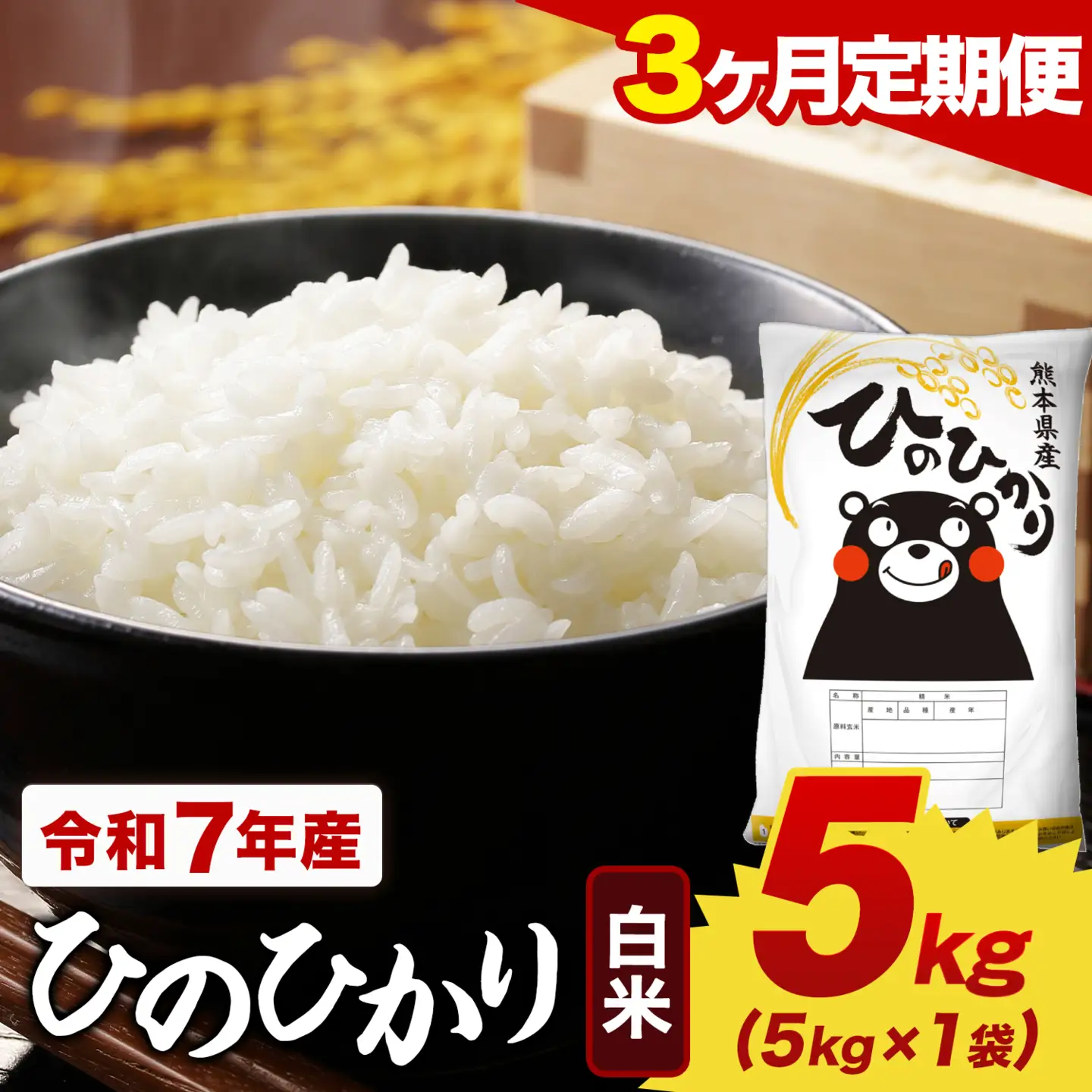 【3ヶ月定期便】令和7年産 白米 ひのひかり 定期便 5kg(5kg×1袋)《お申し込みの翌月から出荷》
