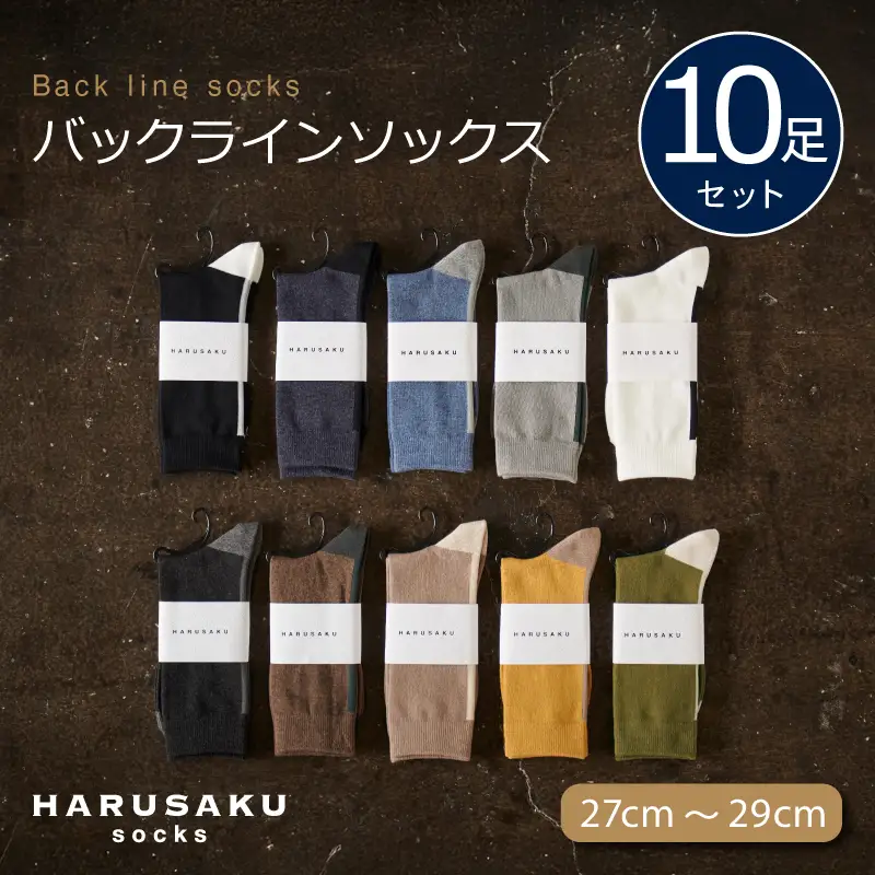 HARUSAKU バックラインソックス 10足セット （23cm～25cm） ／ ハルサク 靴下 メンズ 奈良県 葛城市【hrsk007】