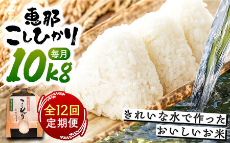 【12回定期便】 こしひかり 白米 10kg×12ヵ月 恵那 / 恵那市 / おこめのささき [AUAT007]
