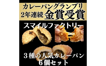 総菜パン 【 カレーパン グランプリ金賞受賞店】3種の揚げたて冷凍カレーパン詰め合わせセット【計6個】【smlf0002】