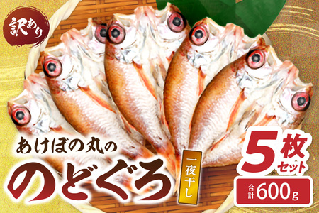 【訳あり数量限定】あけぼの丸ののどぐろ一夜干し5枚セット合計600g 【146_2035】