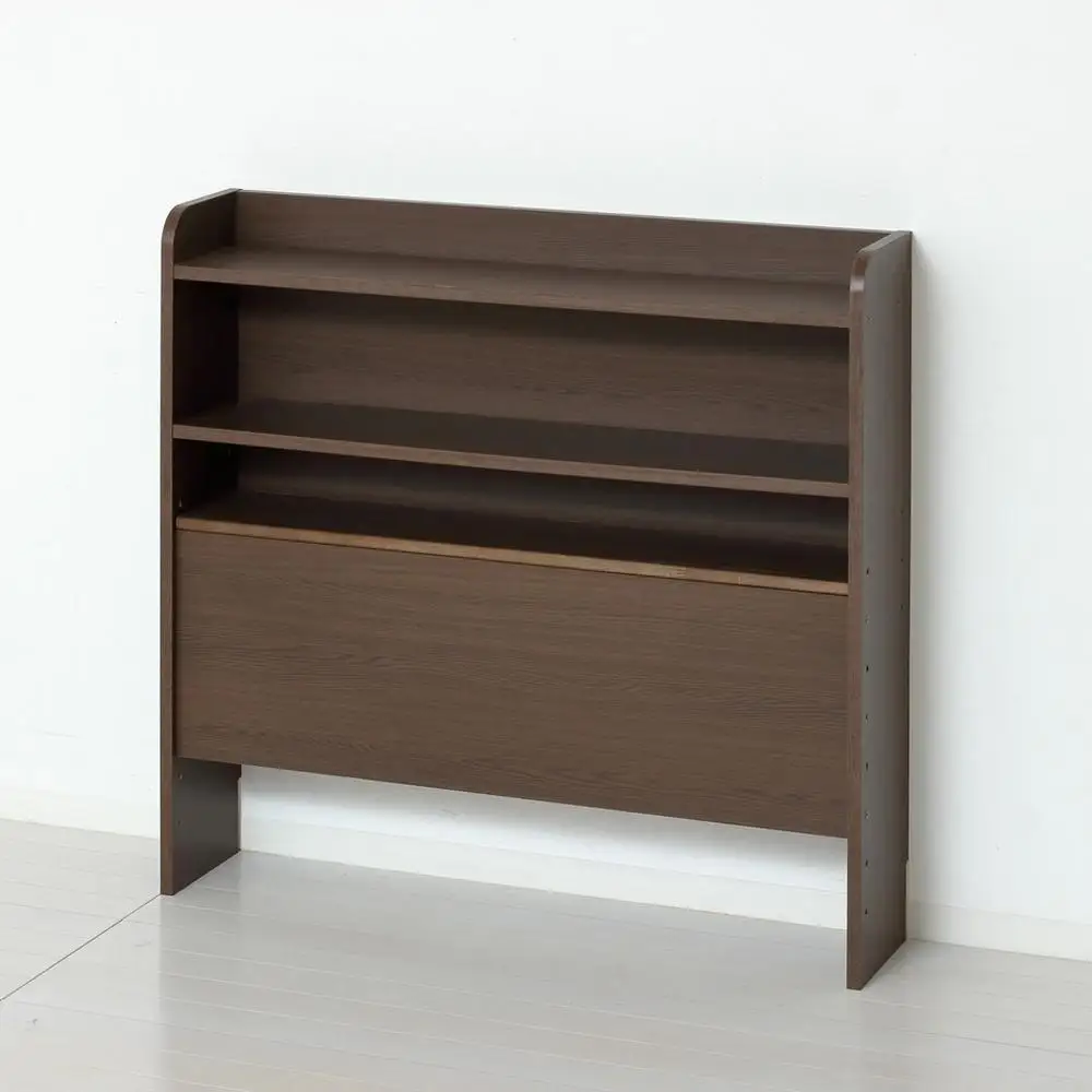 後付けヘッドボード ベット用宮棚 約幅93.5×奥行20×高さ90cm ブラウン シングルベット 棚 AKU104405402