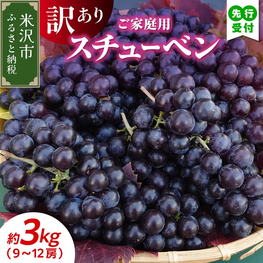 【先行予約】【数量限定】【令和8年産】家庭用 訳あり ぶどう スチューベン ( 種あり ) 3kg ( 9～12房 ) 2026年9月25日～10月30日頃お届け予定