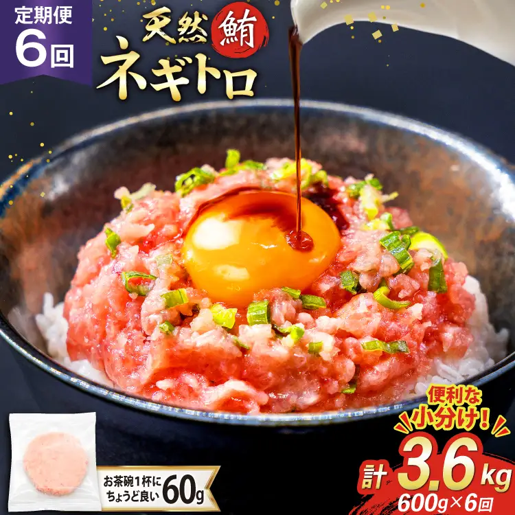 【ネギトロ】6回 定期便 天然 マグロ ネギトロ まぐろたたき 60g 10個 計600g