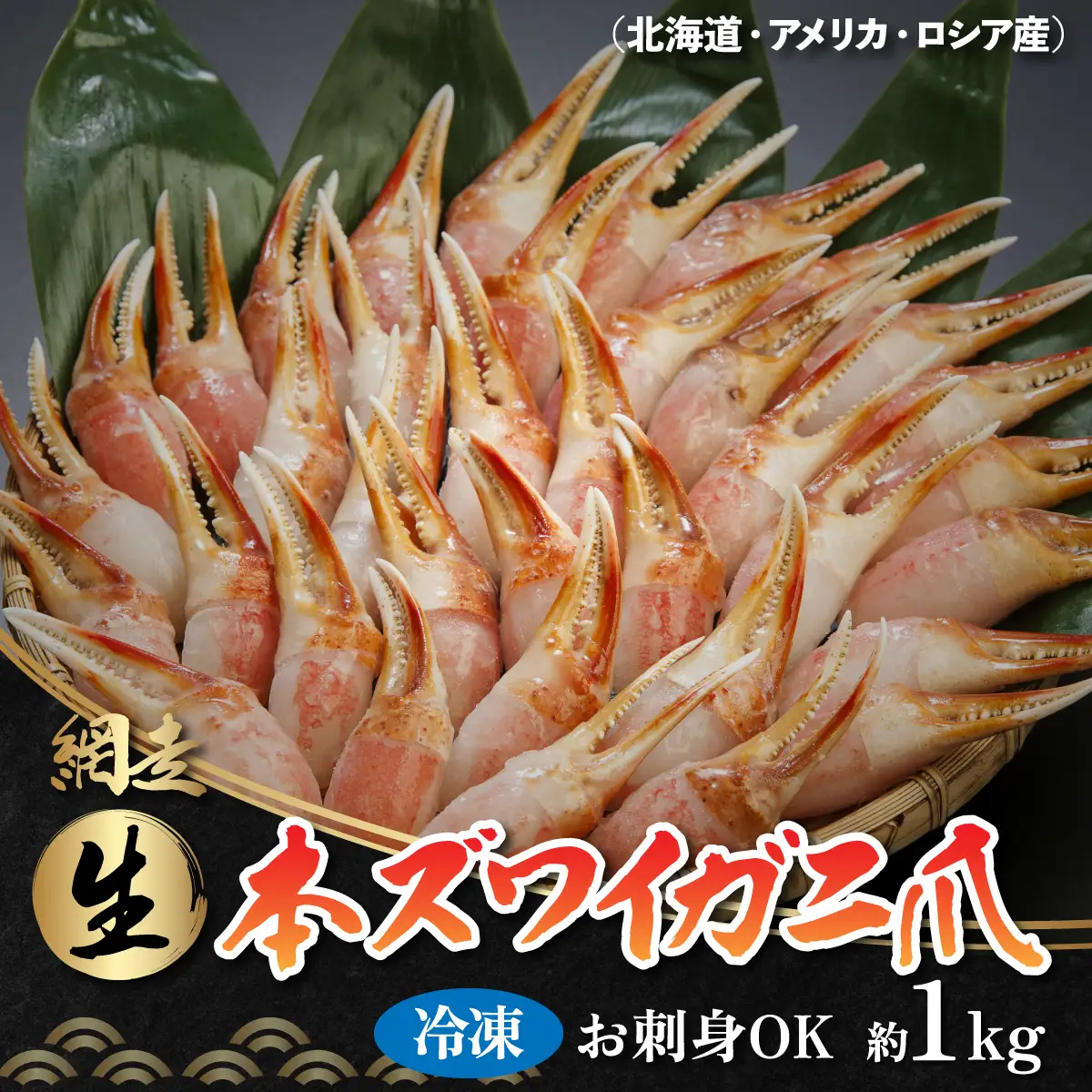 お刺身も出来る！生冷凍ズワイガニ爪 約1kg（北海道・ロシア・アメリカ産） ABB013