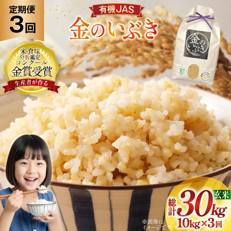 3回 定期便 令和8年産 金のいぶき 10kg 3回 合計30kg 有機JAS 玄米