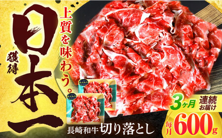 【3回定期便】長崎和牛 切り落とし 600g(300g×2)[OCD018]