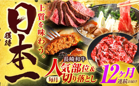 【全12回定期便】長崎和牛 切り落とし＋人気部位 セット 総計約16kg[OCD023]