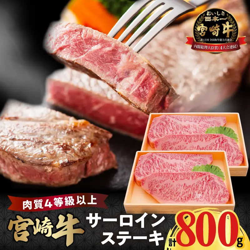 宮崎牛サーロインステーキ(計800g) 肉 牛 牛肉 国産_T050-0025