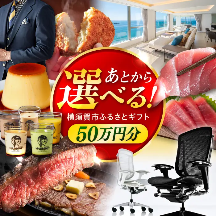 【あとから選べる！】横須賀市 ふるさとギフト 50万円分 牛肉 葉山牛 プリン スイーツ 干物 マグロ 米 オフィスチェア 定期便 神奈川 横須賀 あとから 選べる あとから寄附 あとからチョイス セレクト[AKZZ009]