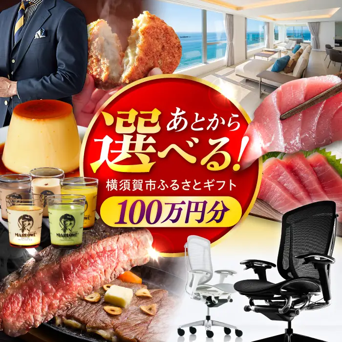 【あとから選べる！】横須賀市 ふるさとギフト 100万円分 牛肉 葉山牛 プリン スイーツ 干物 マグロ 米 オフィスチェア 定期便 神奈川 横須賀 あとから 選べる あとから寄附 あとからチョイス セレクト[AKZZ010]