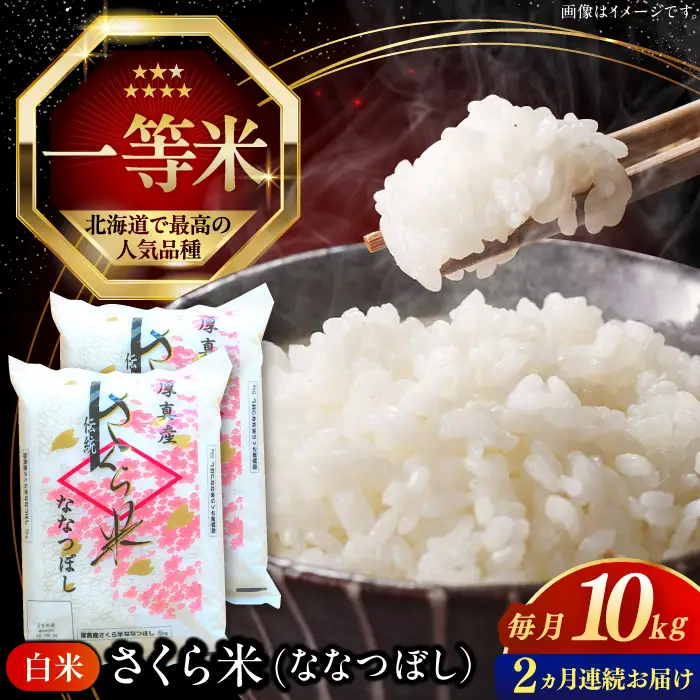 令和7年産 令和8年産 【全2回定期便】ななつぼし さくら米 10kg 2カ月 連続 毎月 お米 白米 ななつぼしブランド米 特A 一等米 北海道 [AXAB067]