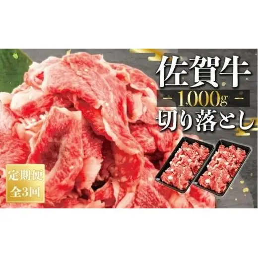 【定期便3回】佐賀牛切り落とし1000g（500g×2） 