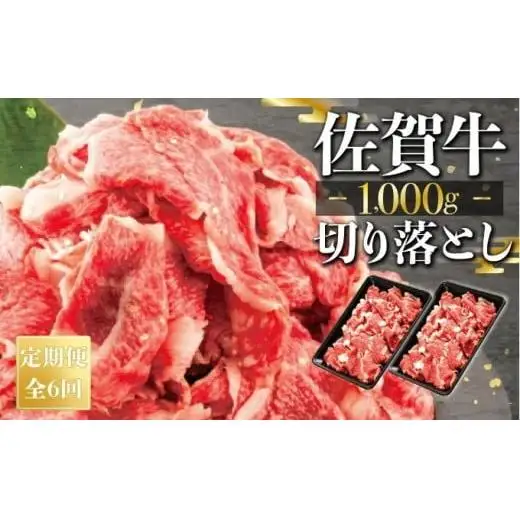 【定期便6回】佐賀牛切り落とし1000g（500g×2） 